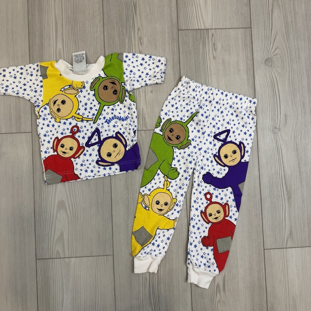 RARE Vintage Teletubbies Size 24M Pajama Set Shirt & Pants 1999